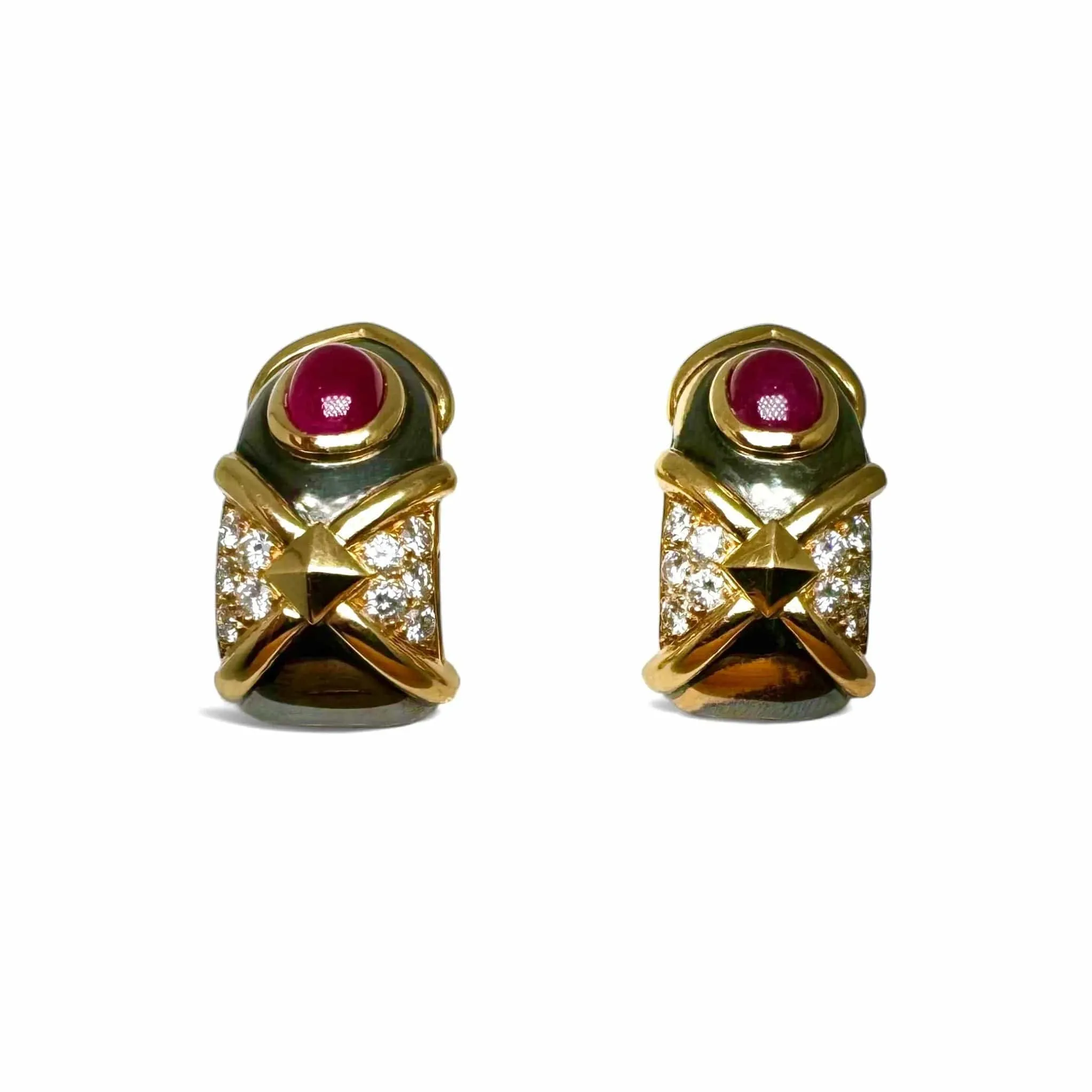 Boucles d’oreille vintage or noirci et jaune rubis diamants sold by 58 Facettes product image thumbnail 3