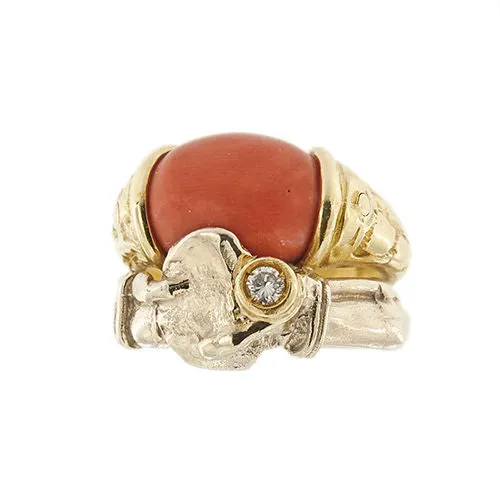 Bague double corail et diamant sold by 58 Facettes product image thumbnail 2