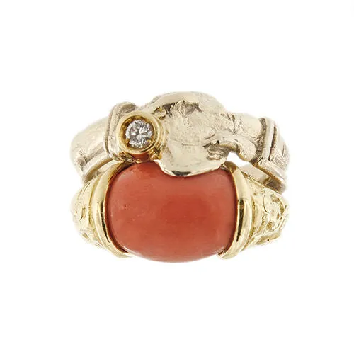 Bague double corail et diamant sold by 58 Facettes product image thumbnail 3