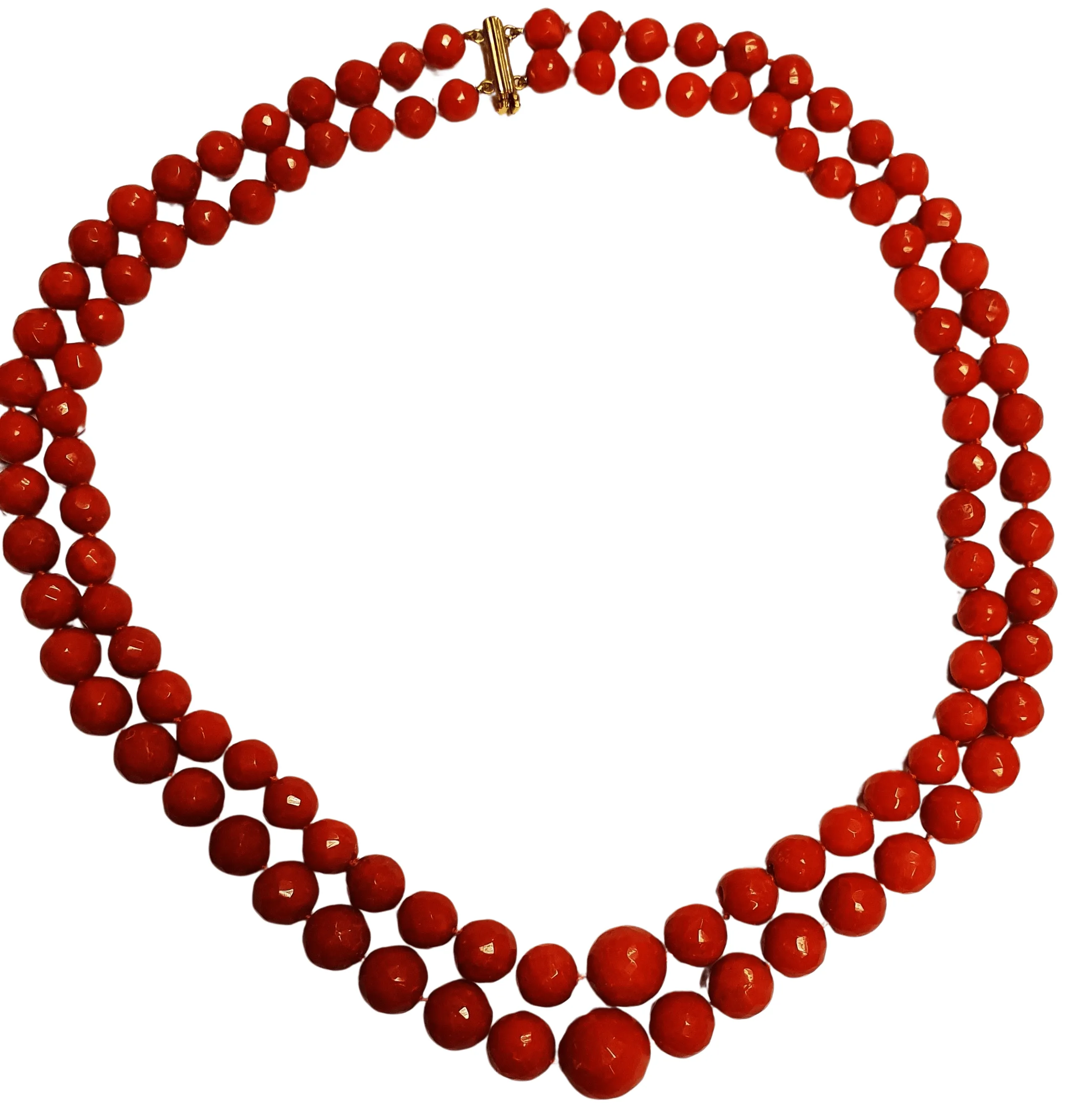 Collier 2 rangs corail sarde facetté en chute sold by 58 Facettes