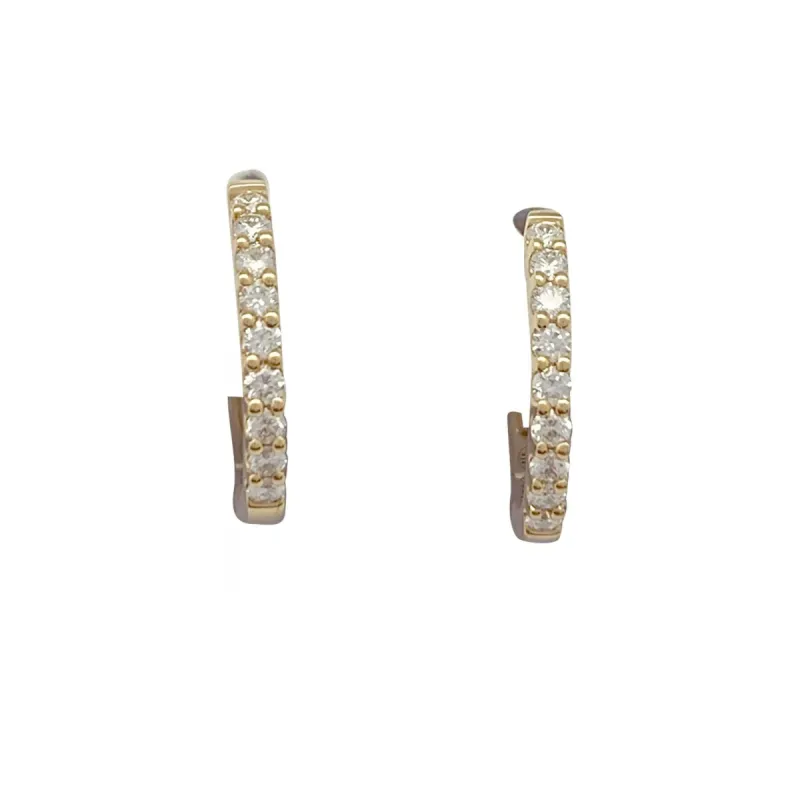 Paire de petites créoles en or jaune, diamants. sold by 58 Facettes