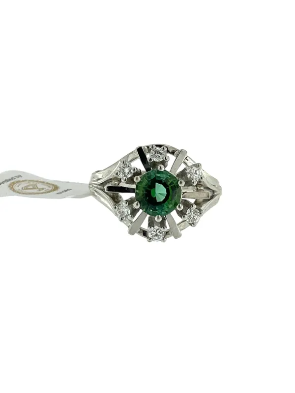 Bague en or blanc tourmaline verdelite et diamants sold by 58 Facettes