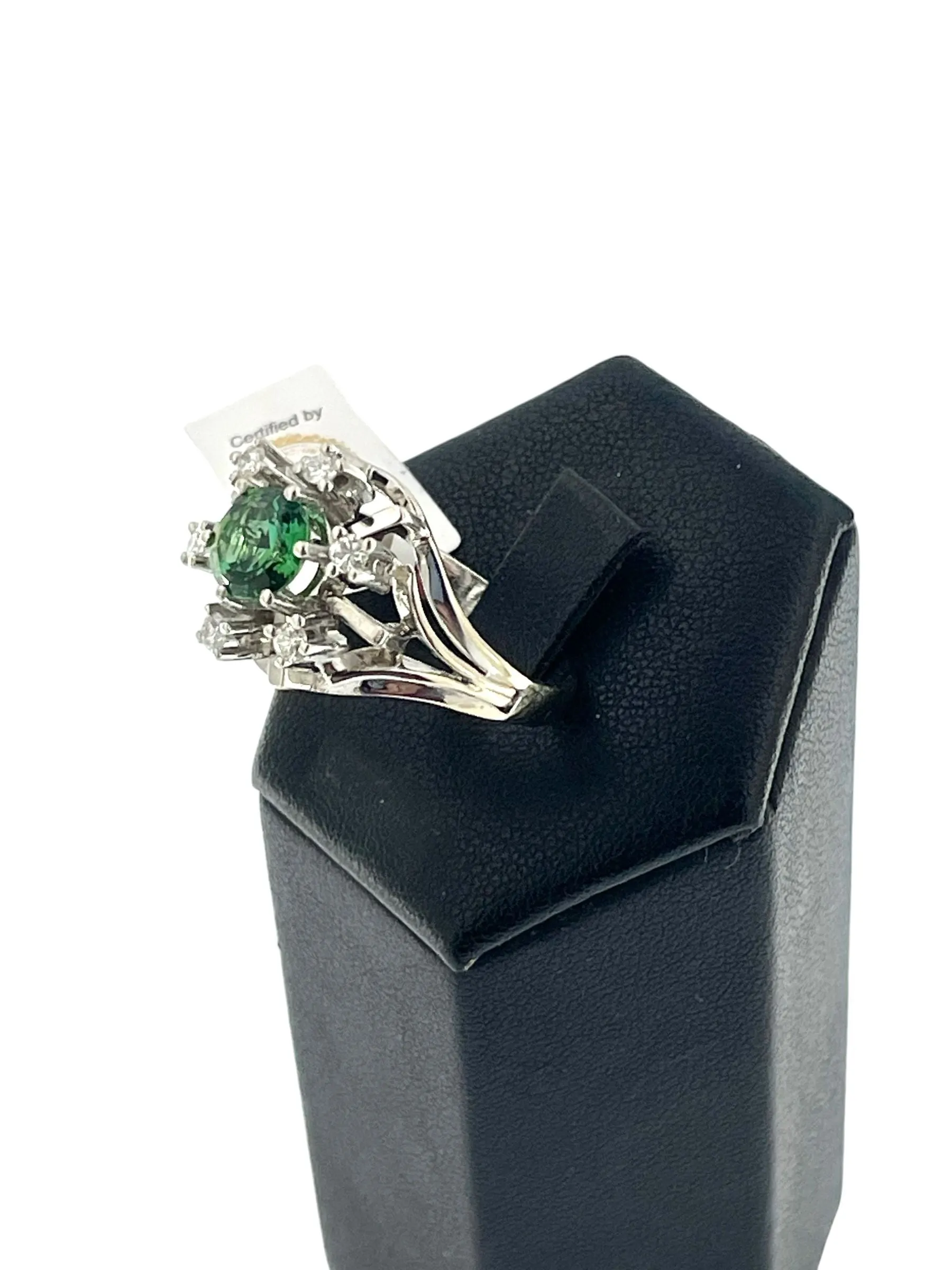 Bague en or blanc tourmaline verdelite et diamants sold by 58 Facettes product image thumbnail 5