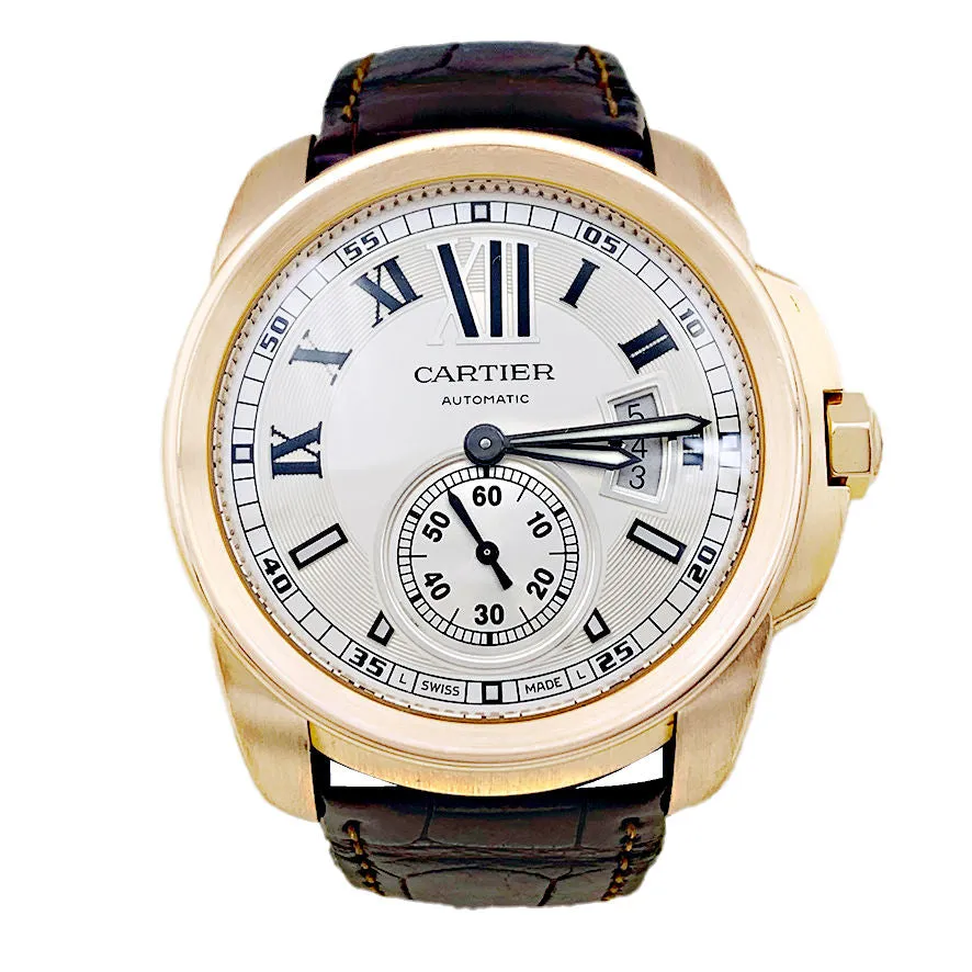 Montre Cartier, "Calibre de Cartier", or rose, cuir. sold by 58 Facettes