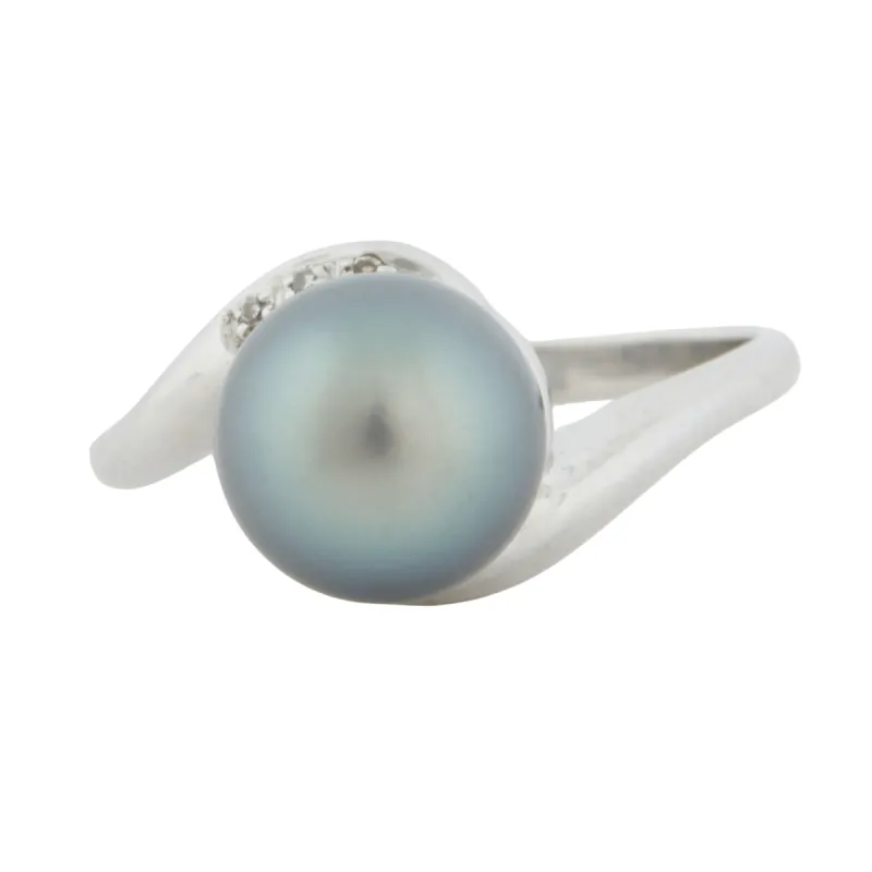 Bague Or blanc Perle Diamants sold by 58 Facettes