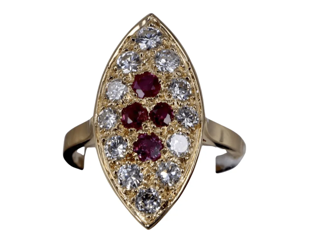 Bague en or jaune rubis et diamants sold by 58 Facettes