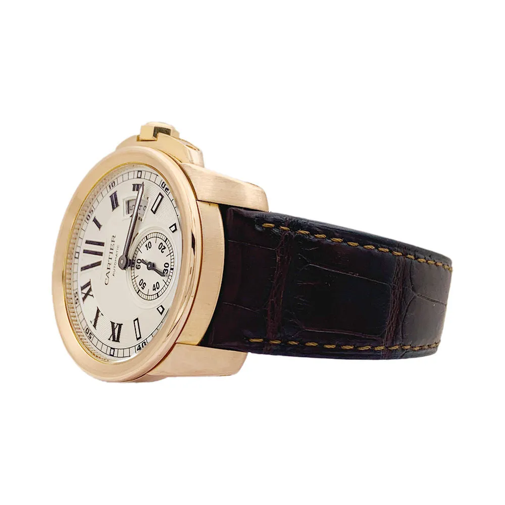 Montre Cartier, "Calibre de Cartier", or rose, cuir. sold by 58 Facettes product image thumbnail 5