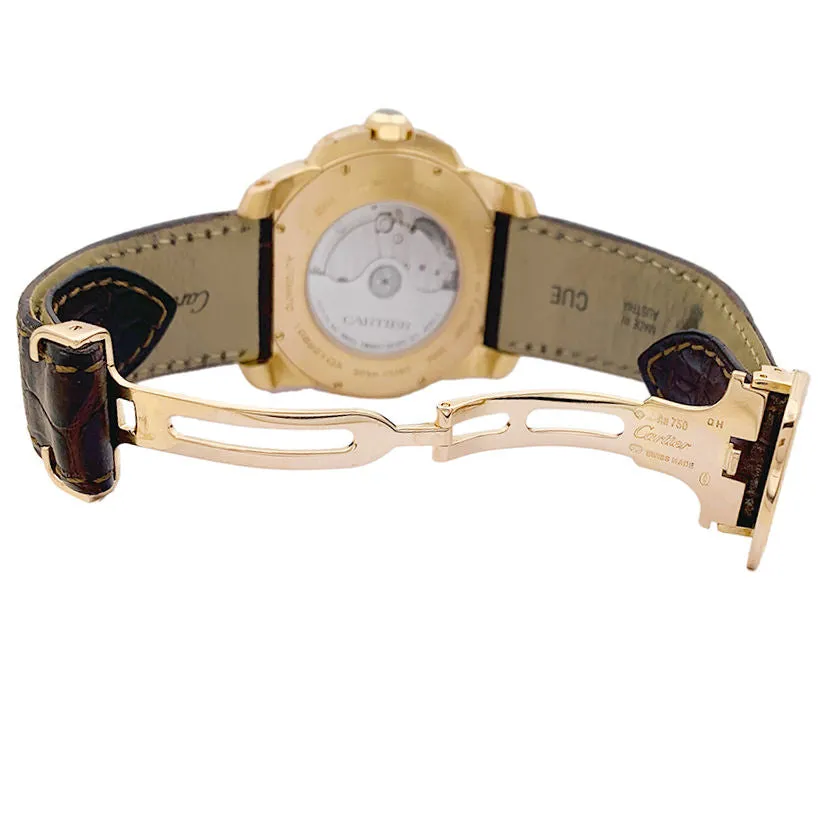 Montre Cartier, "Calibre de Cartier", or rose, cuir. sold by 58 Facettes product image thumbnail 2