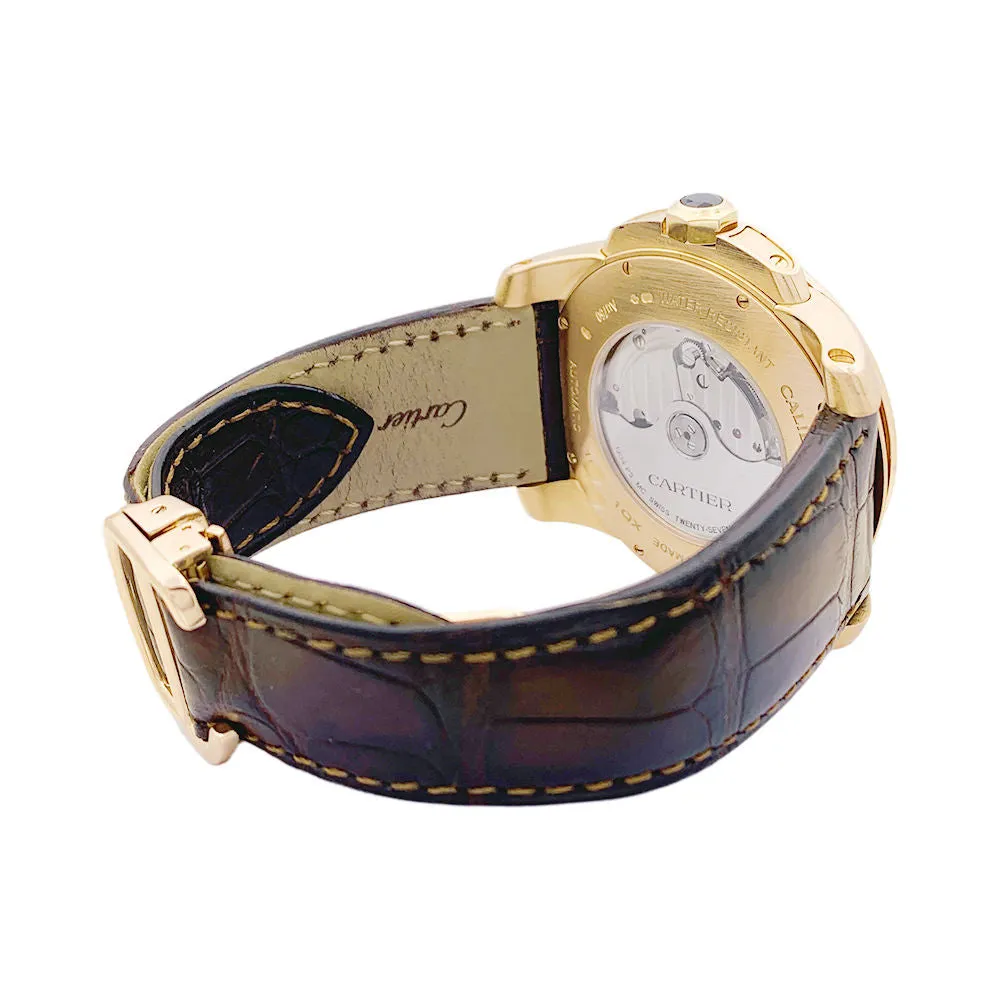 Montre Cartier, "Calibre de Cartier", or rose, cuir. sold by 58 Facettes product image thumbnail 3