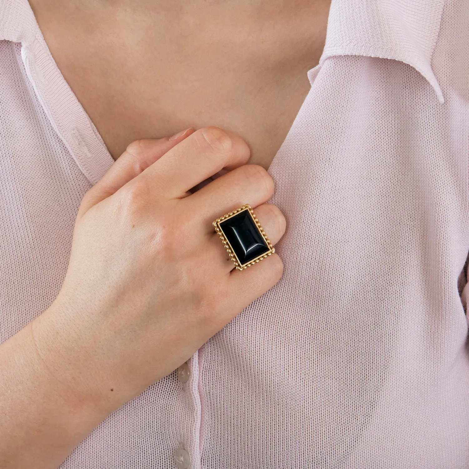 Bague or jaune onyx art déco sold by 58 Facettes product image thumbnail 5