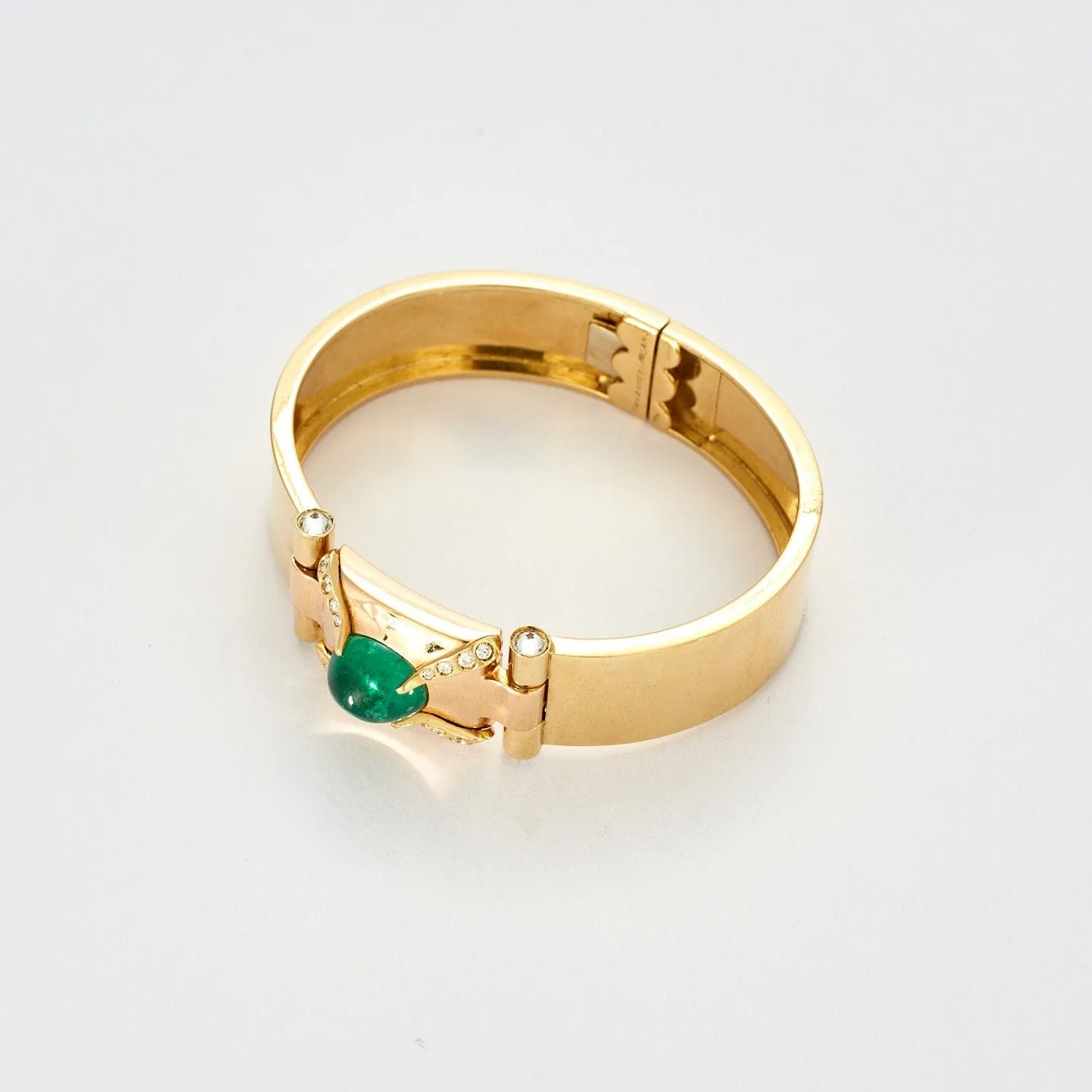 Bracelet Vintage en or jaune avec Émeraude en cabochon sold by 58 Facettes product image thumbnail 3