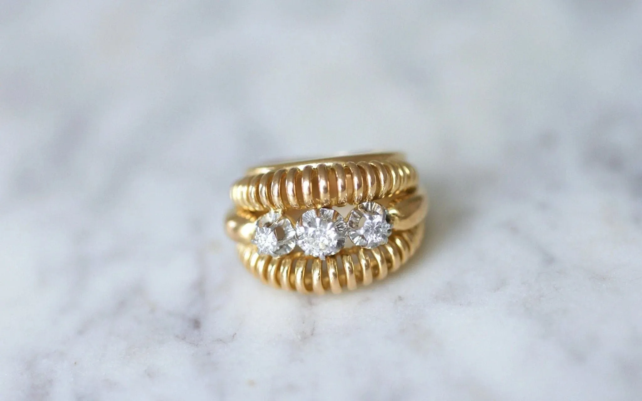 Bague fil vintage or rose diamants sold by 58 Facettes product image thumbnail 2