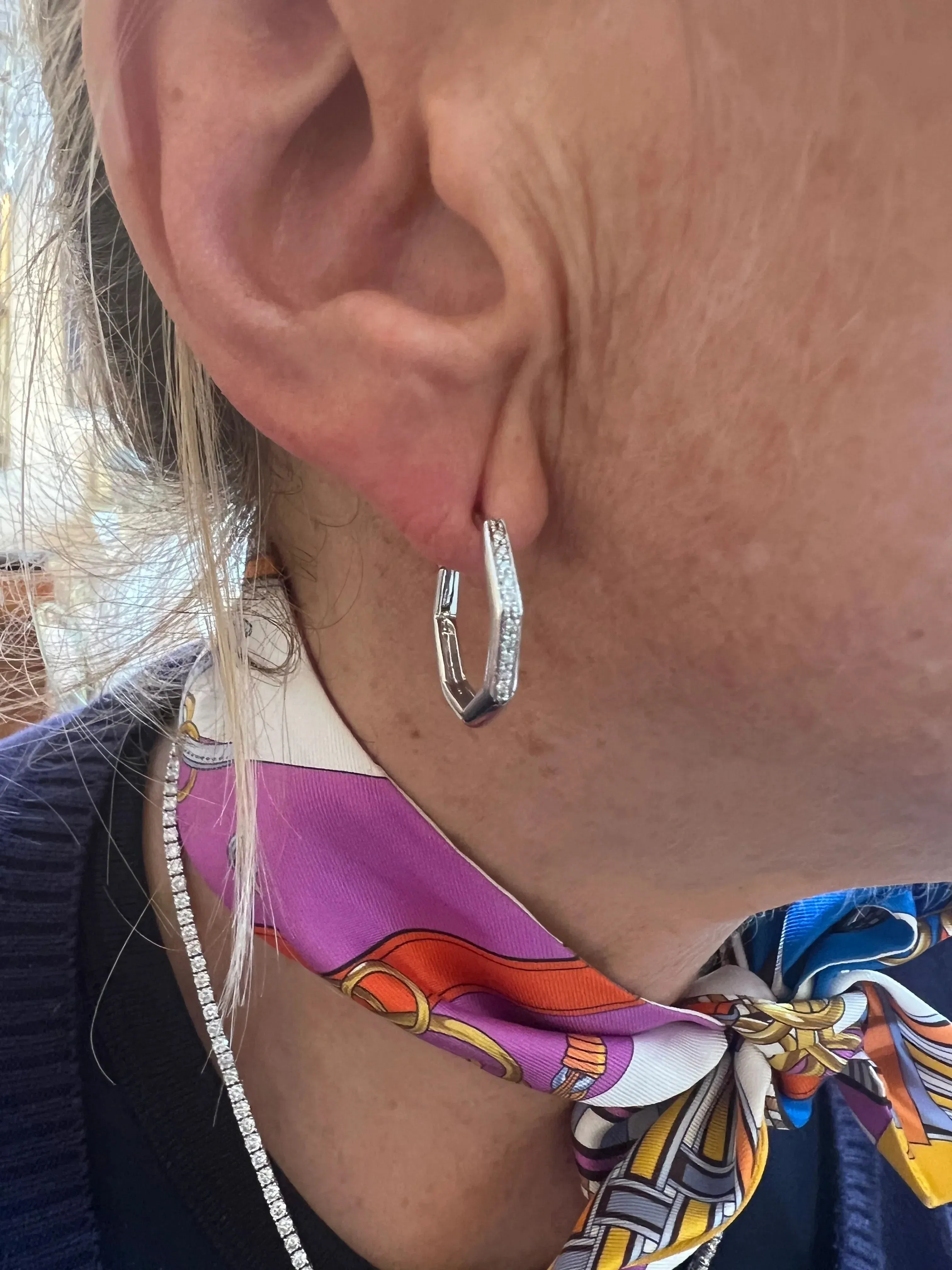 Créoles octogonales diamants or gris sold by 58 Facettes product image thumbnail 2