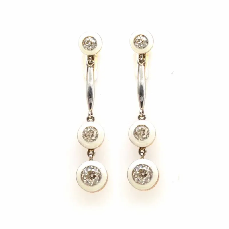 Boucles d'oreilles Or jaune Diamants Email sold by 58 Facettes