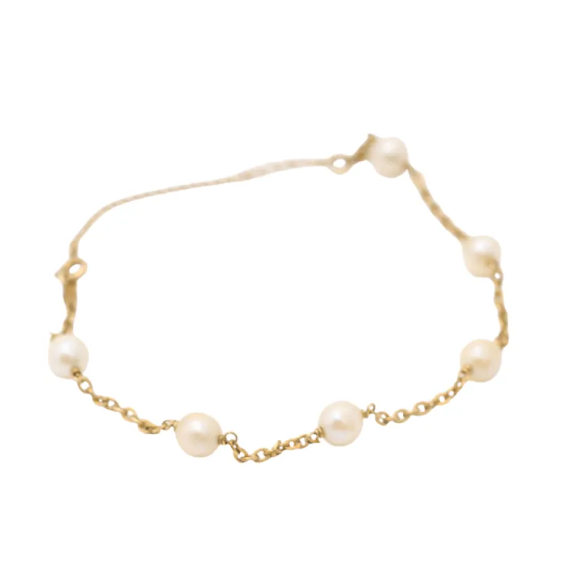 Bracelet de cheville en or avec perles de culture sold by 58 Facettes