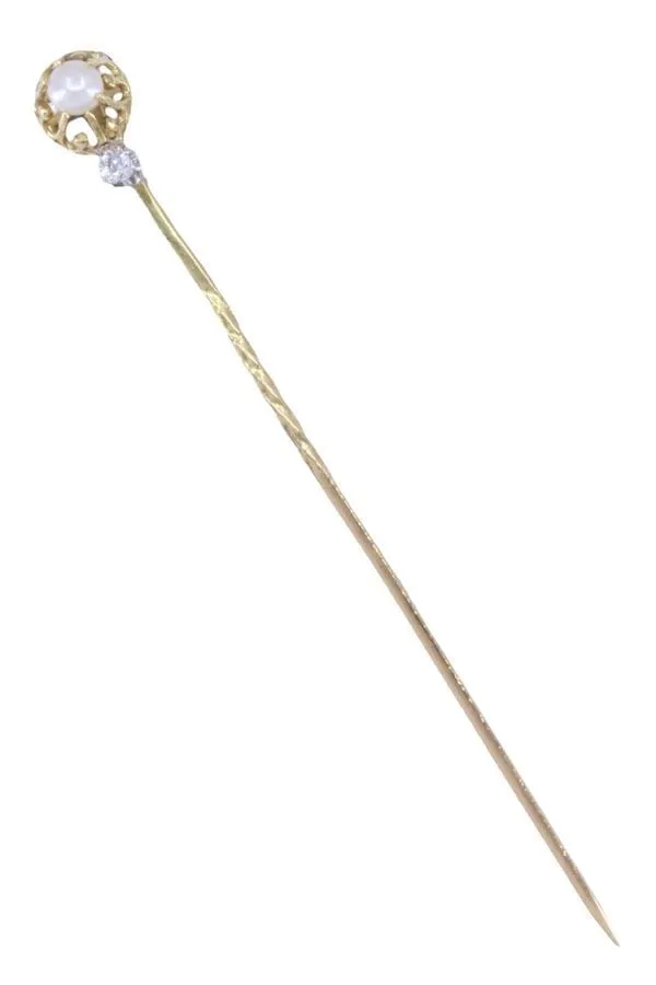 EPINGLE ANCIENNE PERLE ET DIAMANT sold by 58 Facettes