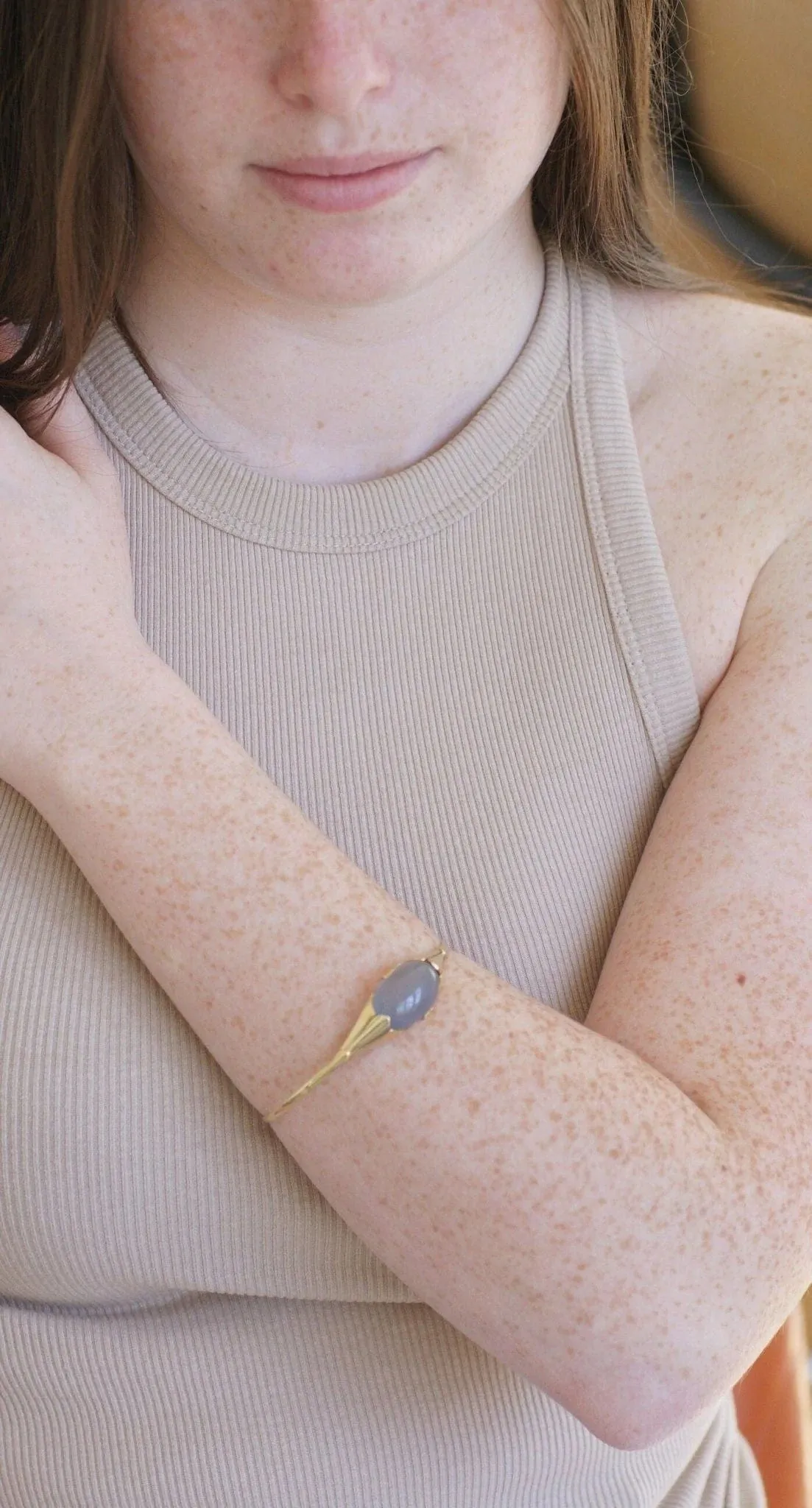 Bracelet jonc Art Nouveau calcédoine bleue sold by 58 Facettes product image thumbnail 2