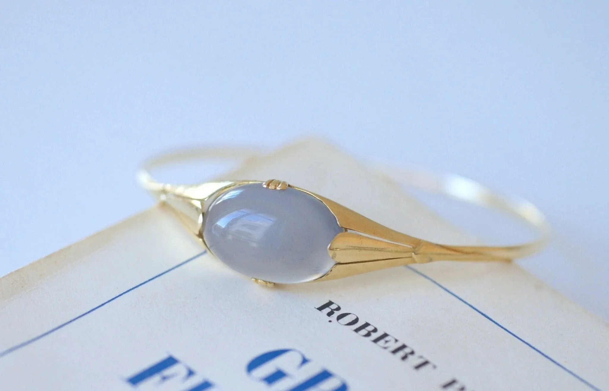 Bracelet jonc Art Nouveau calcédoine bleue sold by 58 Facettes product image thumbnail 3