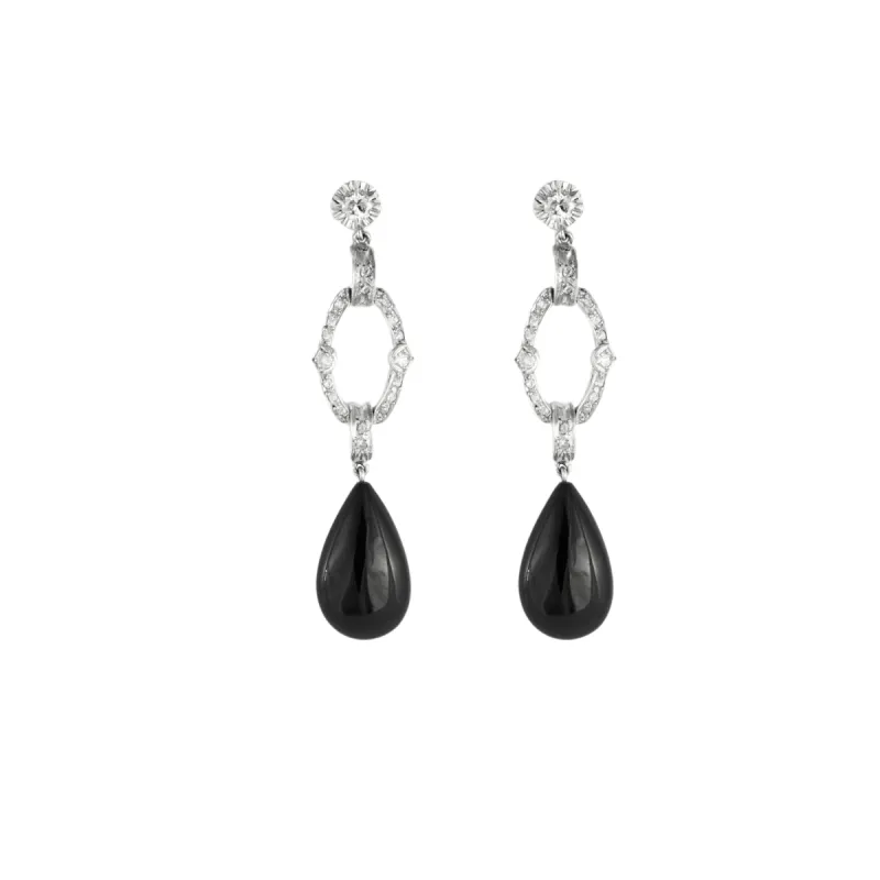 Boucles d’oreilles style Art Déco Onyx et diamants sold by 58 Facettes
