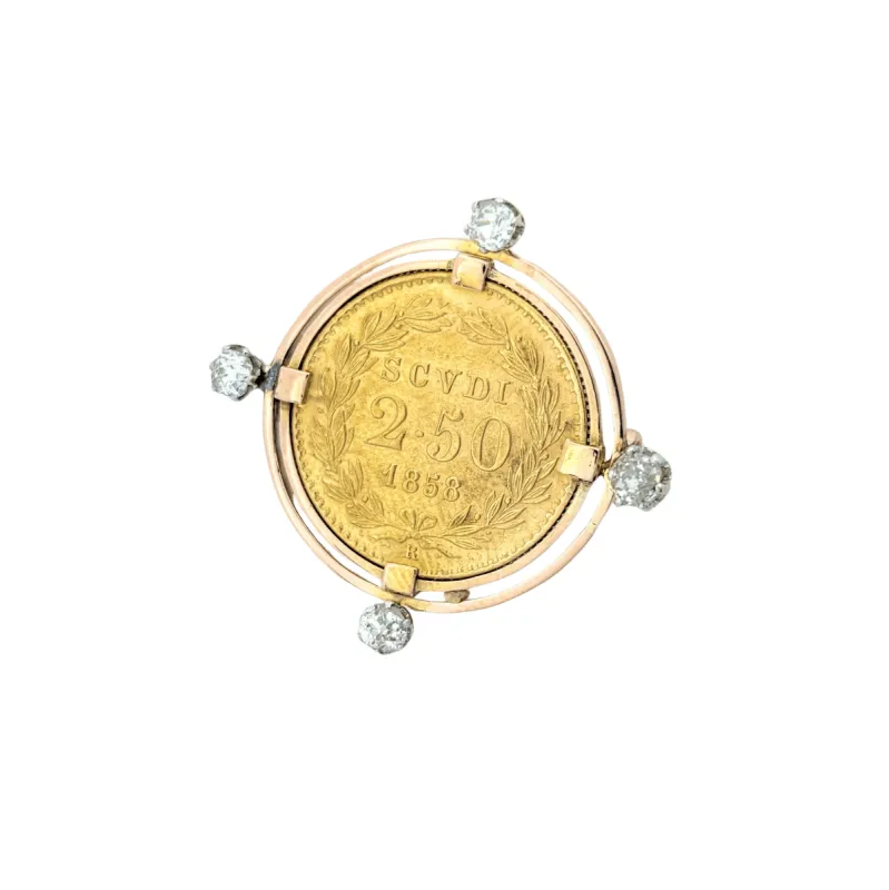 Broche or jaune Médaille Pape diamants sold by 58 Facettes