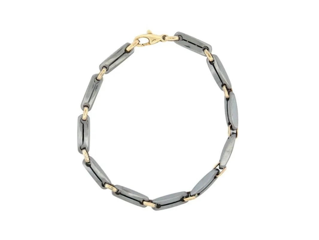 vintage bracelet CARTIER a maillons 19 or jaune 18k hematite sold by 58 Facettes