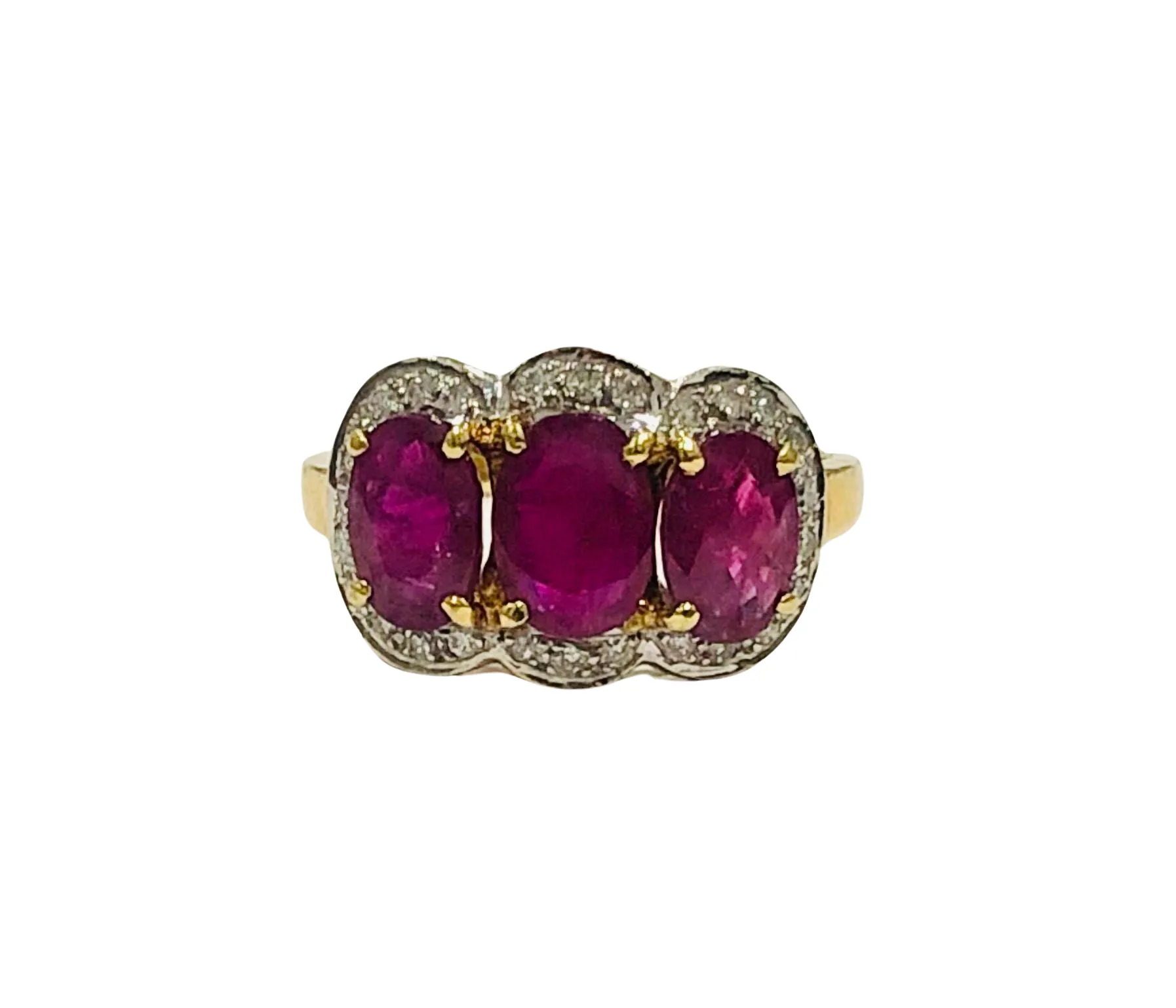 Bague trilogie rubis et diamants sold by 58 Facettes