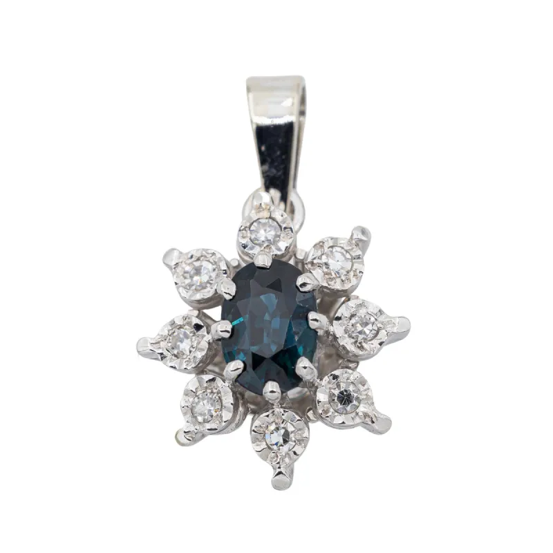 Pendentif Pompadour Or blanc Saphir sold by 58 Facettes