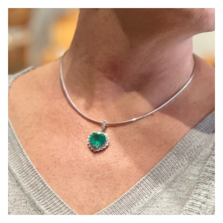 Pendentif émeraude cœur et diamant sold by 58 Facettes product image thumbnail 2