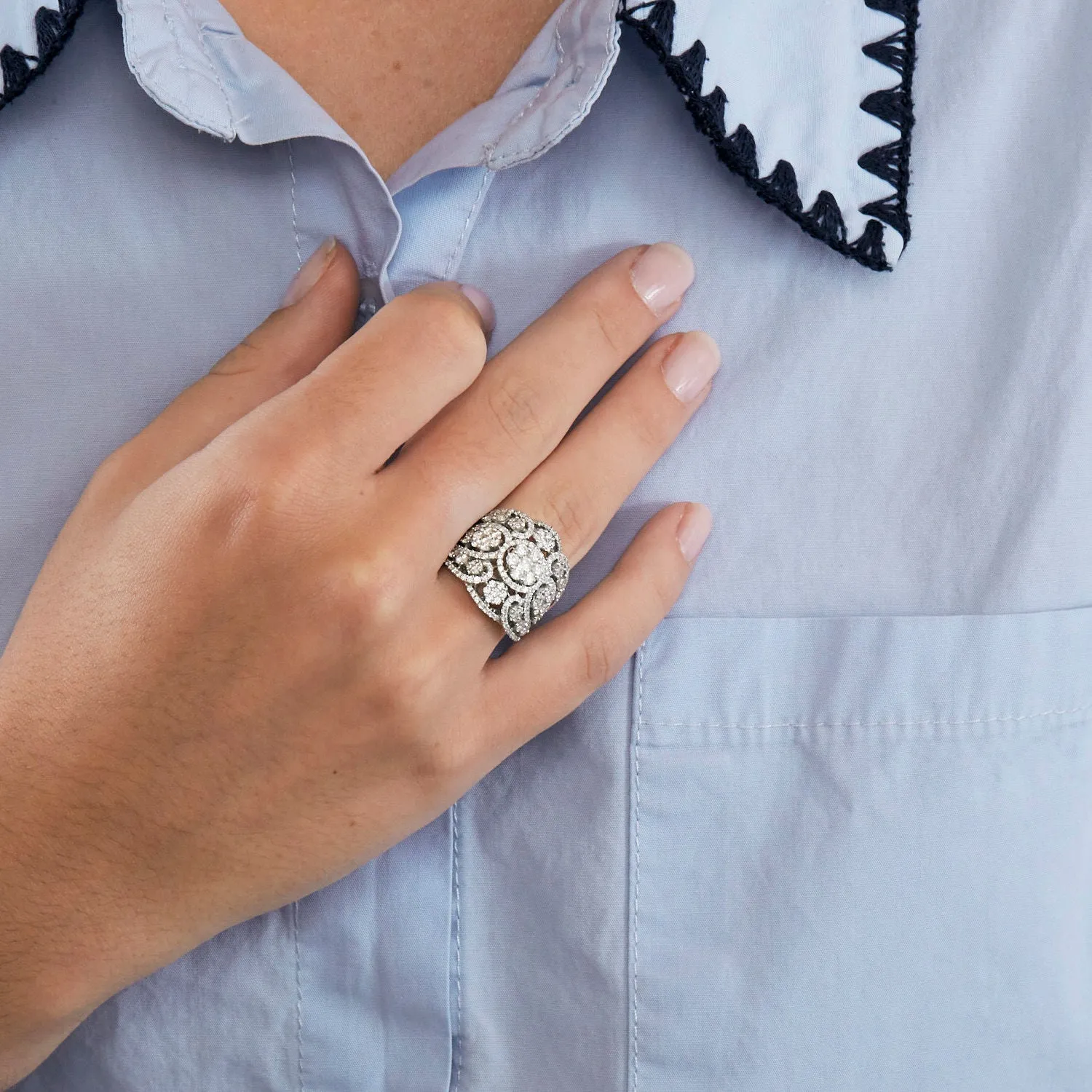 Bague style années 30 en or blanc 18K et diamants sold by 58 Facettes product image thumbnail 2