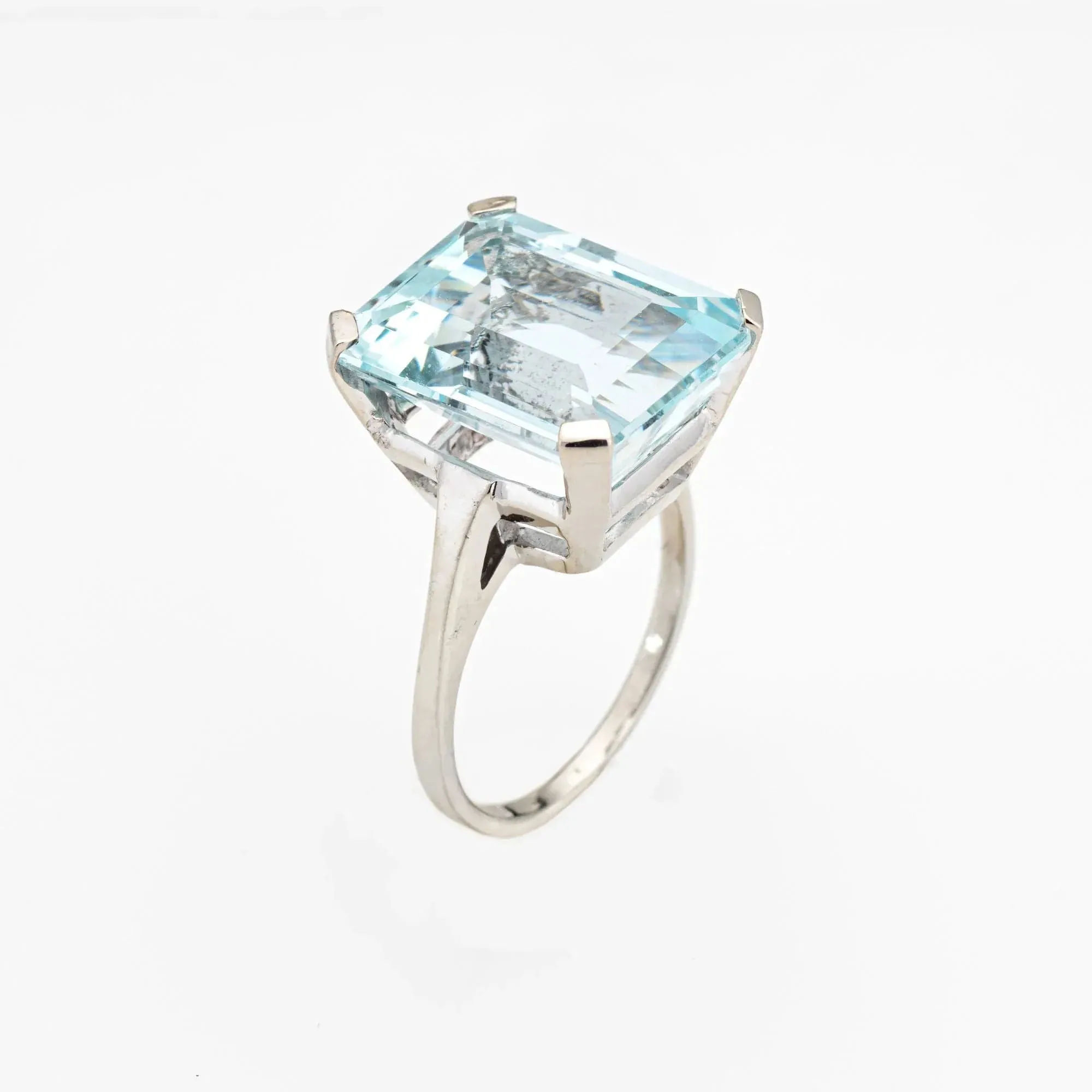 Bague aigue-marine 12ct or blanc taille émeraude sold by 58 Facettes product image thumbnail 3