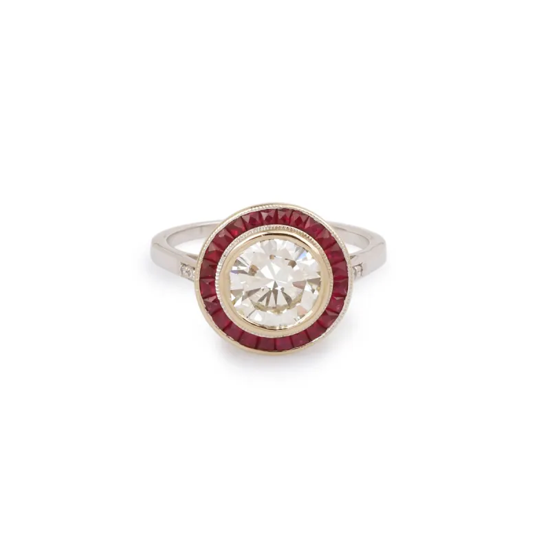Bague or blanc diamants rubis sold by 58 Facettes