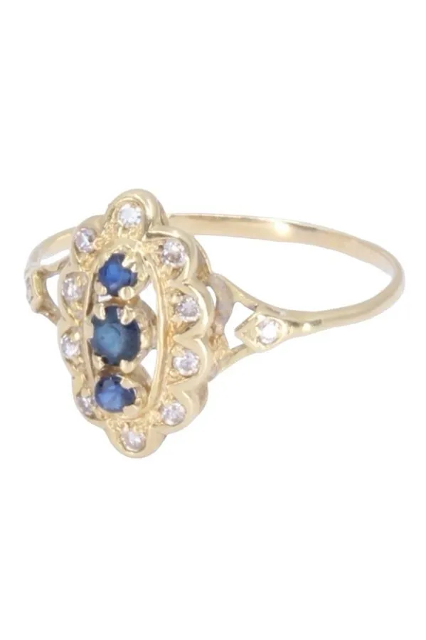 BAGUE MARQUISE SAPHIRS ET DIAMANTS sold by 58 Facettes