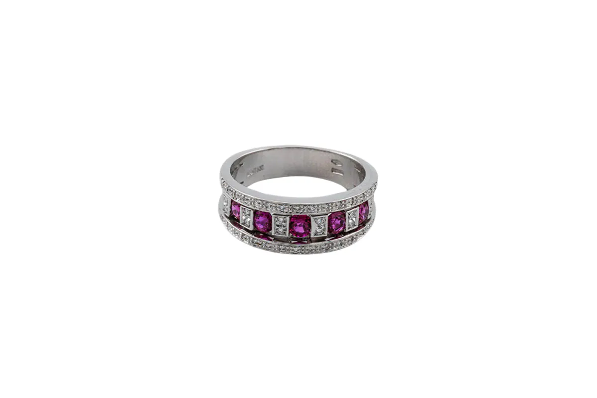 Jonc Damiani en or blanc avec diamants et rubis sold by 58 Facettes