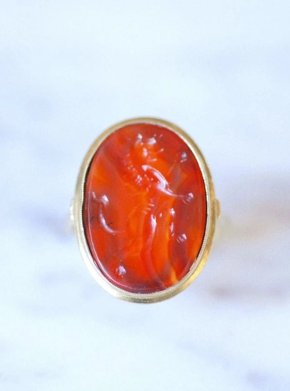 Bague ancienne cornaline intaille lion sur or sold by 58 Facettes product image thumbnail 5