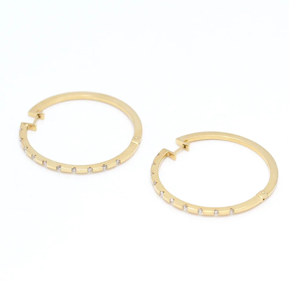 gold earrings with diamonds sold by 58 Facettes