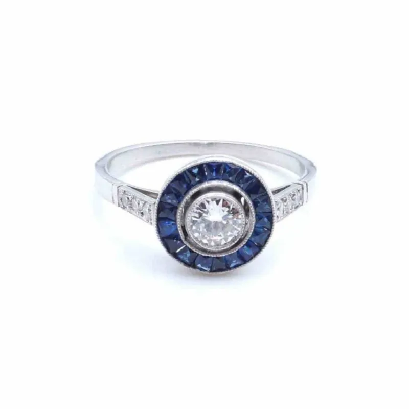 Bague Platine Diamant Saphirs sold by 58 Facettes
