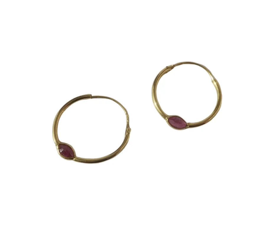 Boucles d’oreilles créoles rubis or sold by 58 Facettes