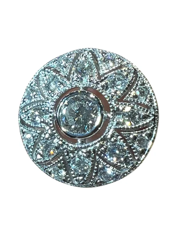 Bague sertie de diamants fleur or blanc sold by 58 Facettes