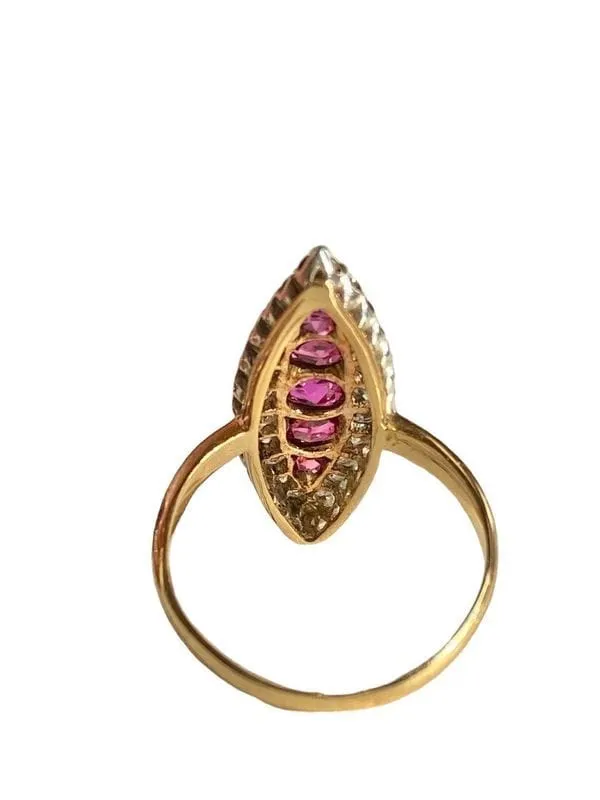 Bague Marquise 2 ors Rubis Diamants sold by 58 Facettes product image thumbnail 4