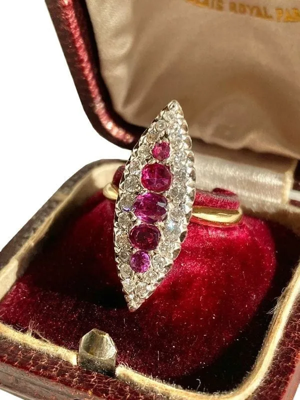 Bague Marquise 2 ors Rubis Diamants sold by 58 Facettes product image thumbnail 5