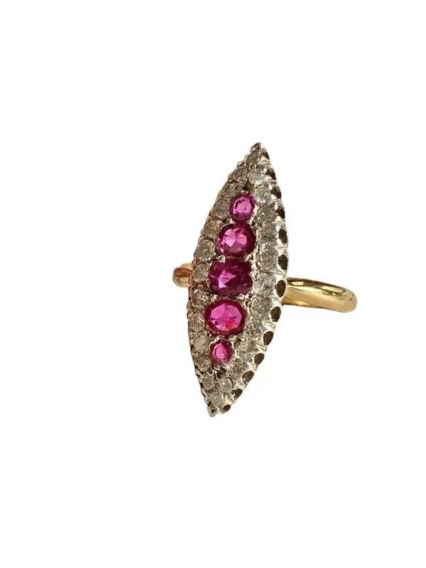 Bague Marquise 2 ors Rubis Diamants sold by 58 Facettes product image thumbnail 3
