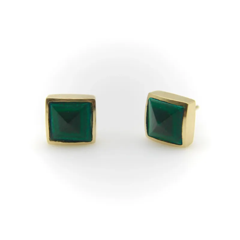 clous pyramidaux en malachite signature dorés sold by 58 Facettes