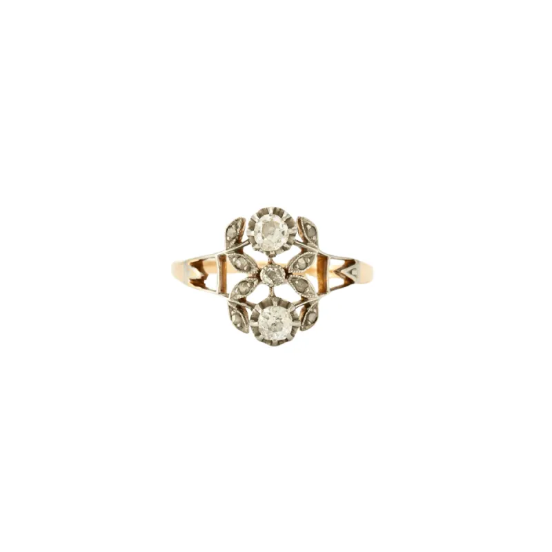 Bague or jaune et gris sertis de diamants sold by 58 Facettes