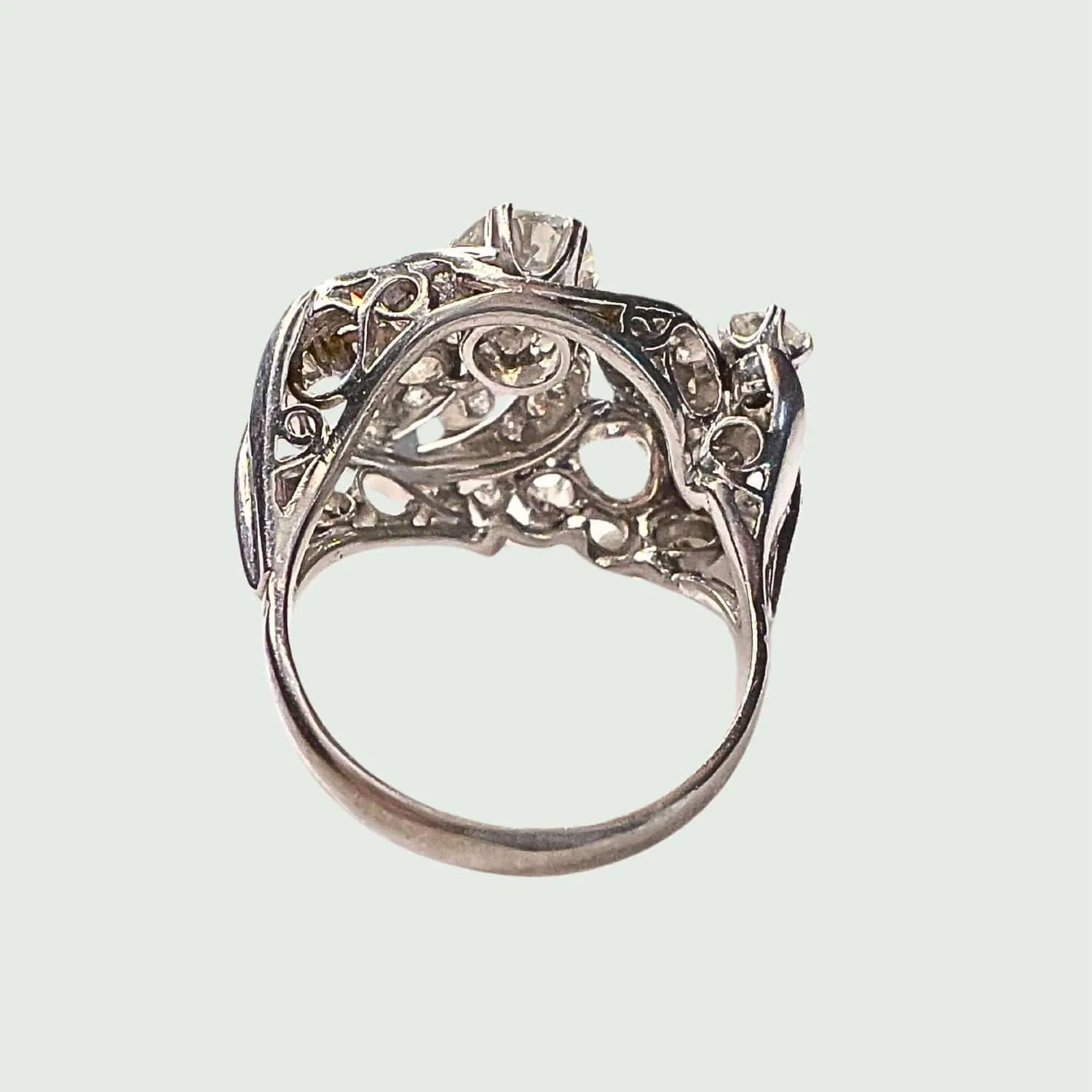 BAGUE RÉTRO PLATINE DIAMANTS sold by 58 Facettes product image thumbnail 4