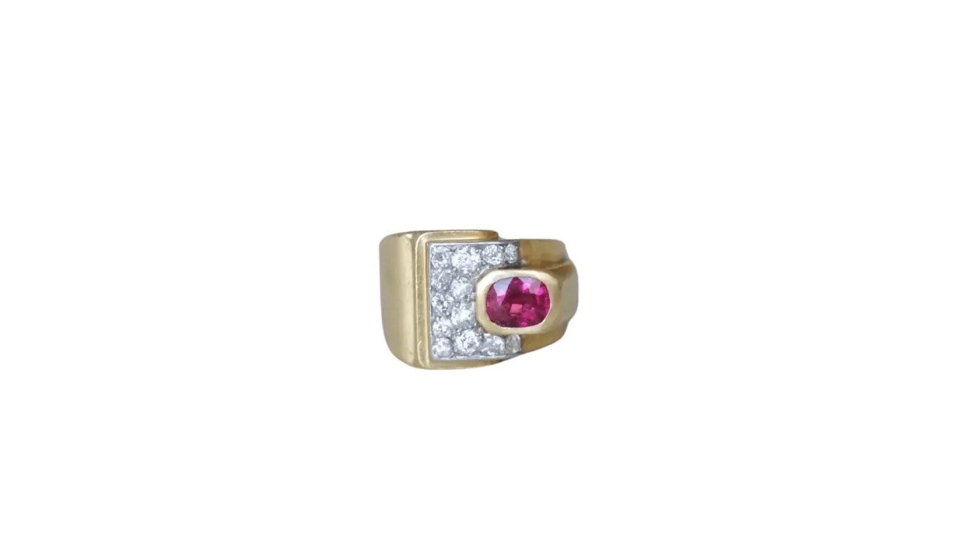 Bague Tank tourmaline rose et diamants sold by 58 Facettes