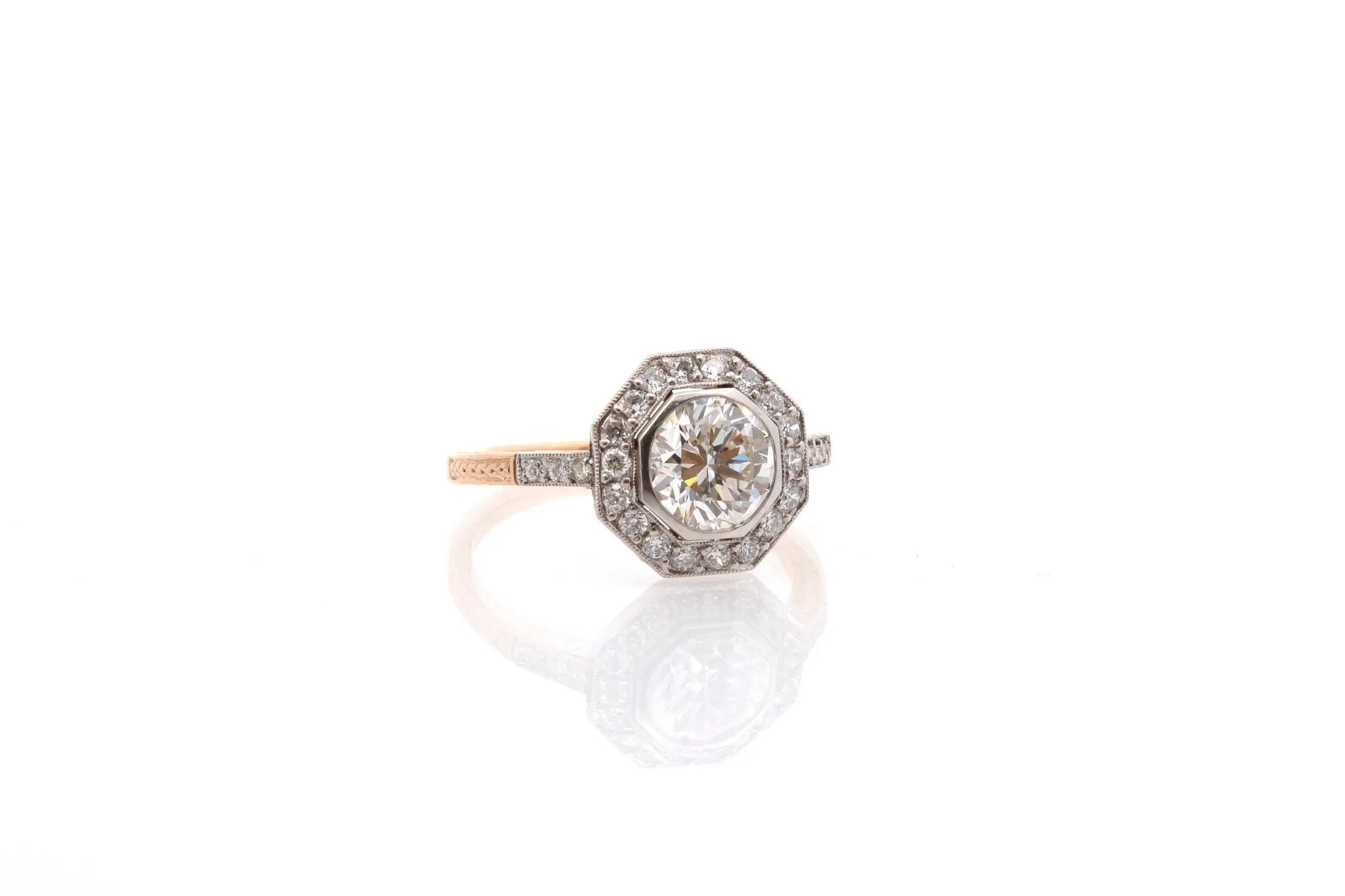 Bague art déco octogonale diamants en or et platine sold by 58 Facettes product image thumbnail 4