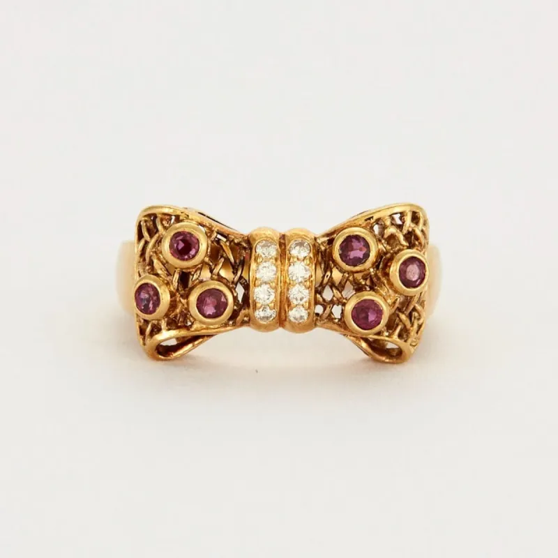 Bague Nœud Diamants et Rubis sold by 58 Facettes