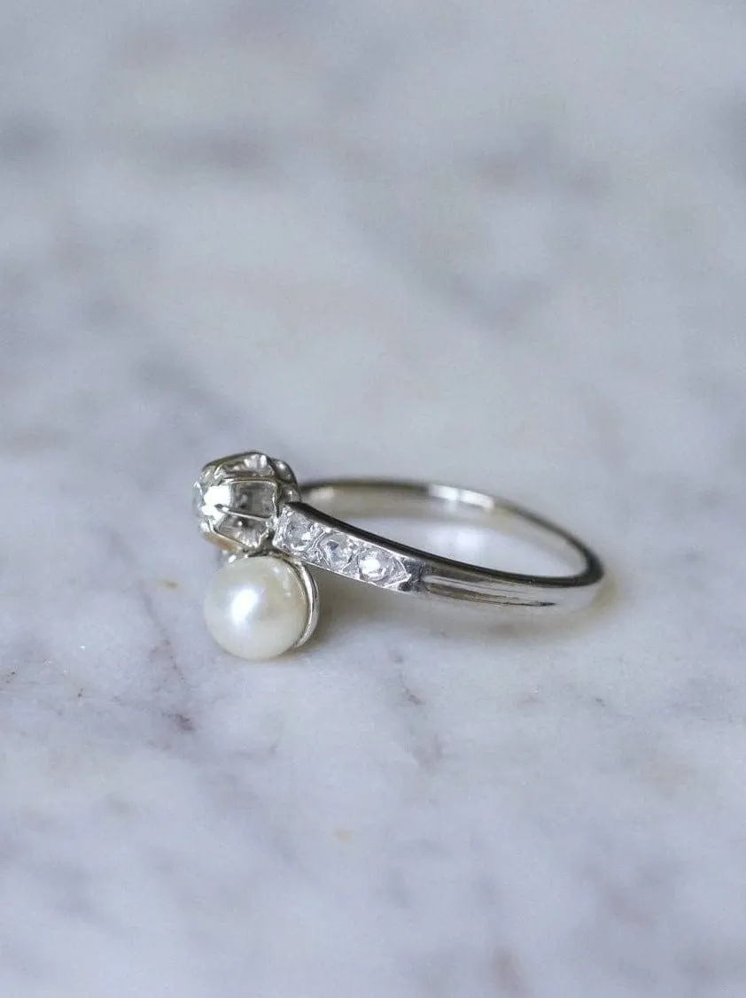 Bague toi et moi perle fine et diamants sold by 58 Facettes product image thumbnail 5