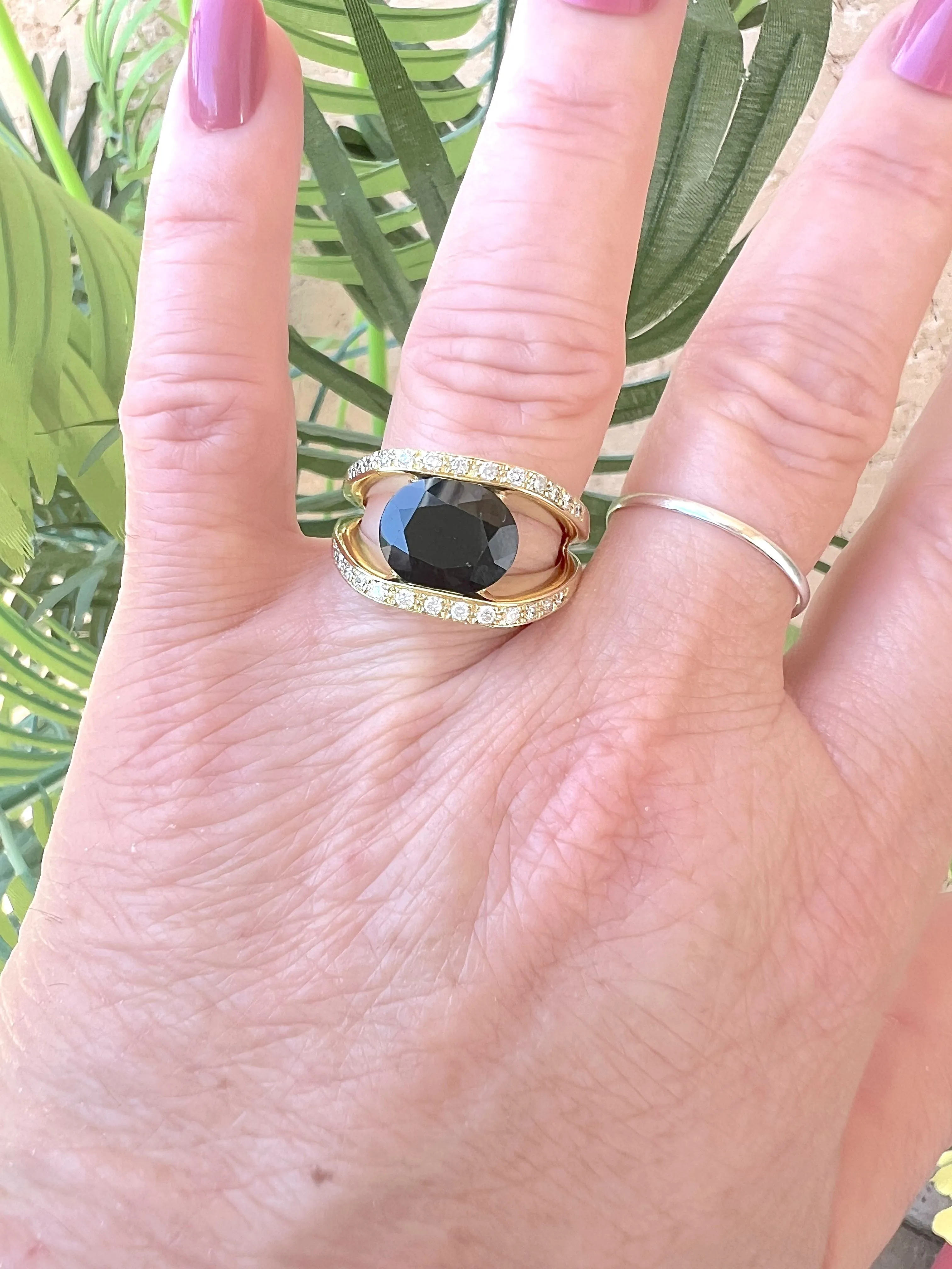 Bague Saphir de 3 carats - Diamants Or Jaune sold by 58 Facettes product image thumbnail 3