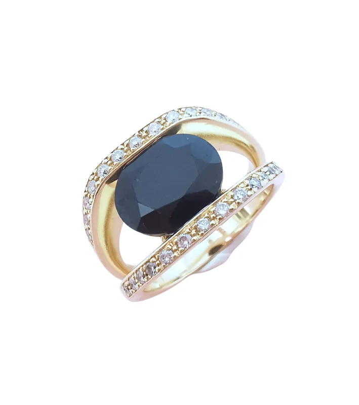 Bague Saphir de 3 carats - Diamants Or Jaune sold by 58 Facettes
